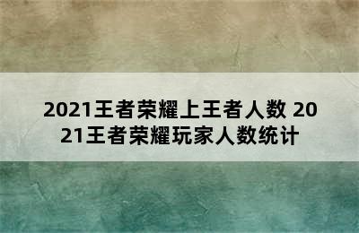 2021王者荣耀上王者人数 2021王者荣耀玩家人数统计